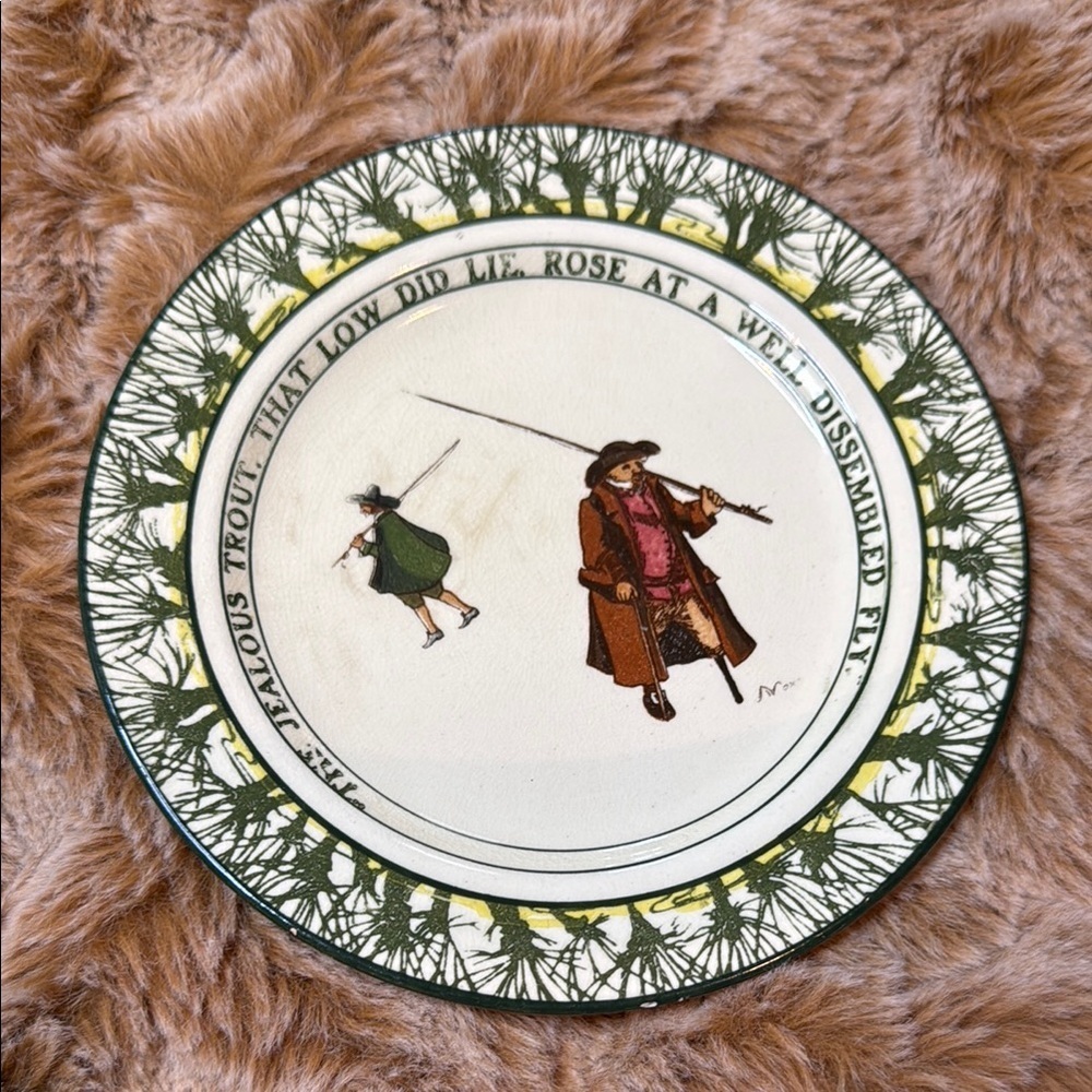 Vtg Royal Doulton Decorative Plate with Fishing Scene